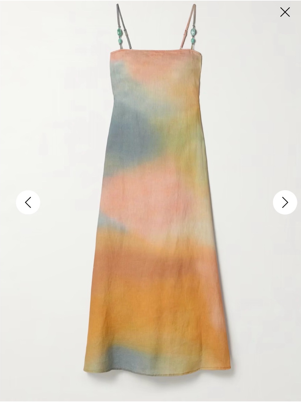 STAUD Pastel Tie-Dye Maxi Slip Dress in Peach, Blue & Yellow